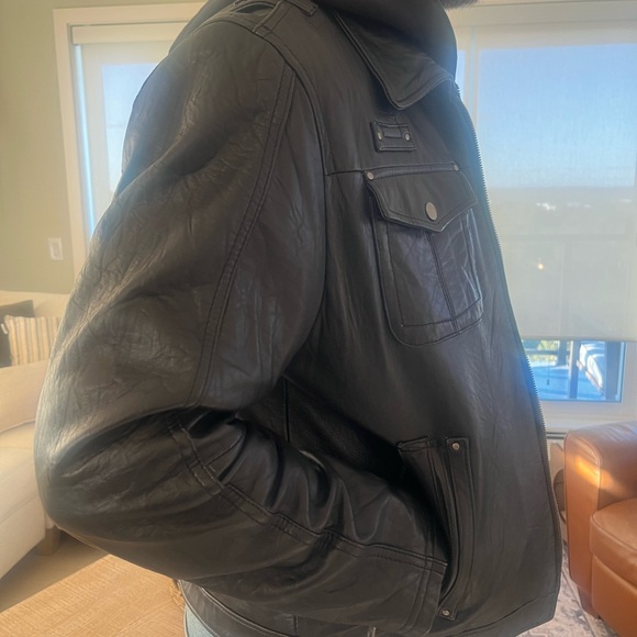 Men's Black Leather Jacket Bod Christenson - Picture 8 of 9